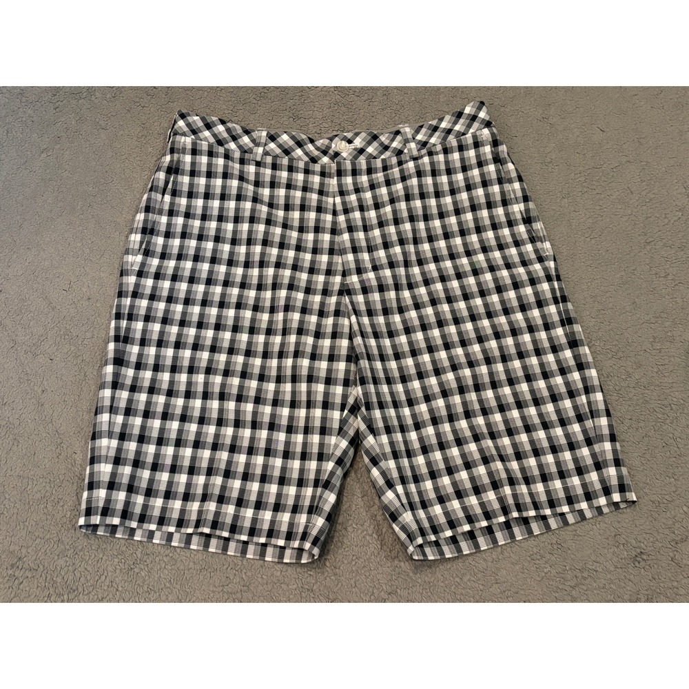 Walter Hagen 11 Majors Mens Golf Shorts 32 Black White Gingham Plaid Performance